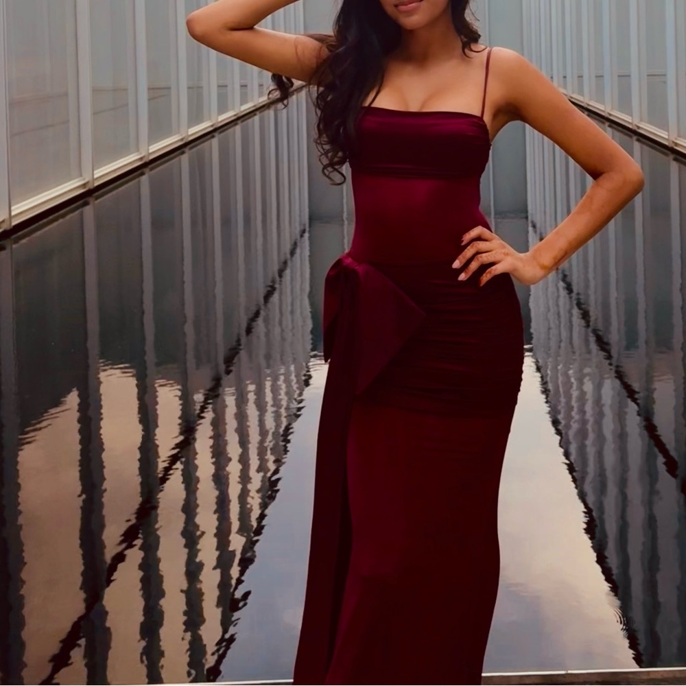 Oh Polly Red Spaghetti Strap Bodycon Prom Dress